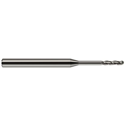 Picture of HARVEY Tool 13845 DIA 0.045 LOC 0.2250 OAL 2.50 End Mill Standard Flute Standard Helix Carbide Uncoated Single End Ball Nose