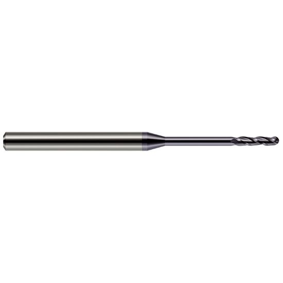 Picture of HARVEY Tool 13850-C3 DIA 0.05 LOC 0.30 OAL 2.50 End Mill Standard Flute Standard Helix Carbide AlTiN Single End Ball Nose