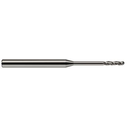 Picture of HARVEY Tool 13890 DIA 0.09 LOC 0.7500 OAL 2.50 End Mill Standard Flute Standard Helix Carbide Uncoated Single End Ball Nose
