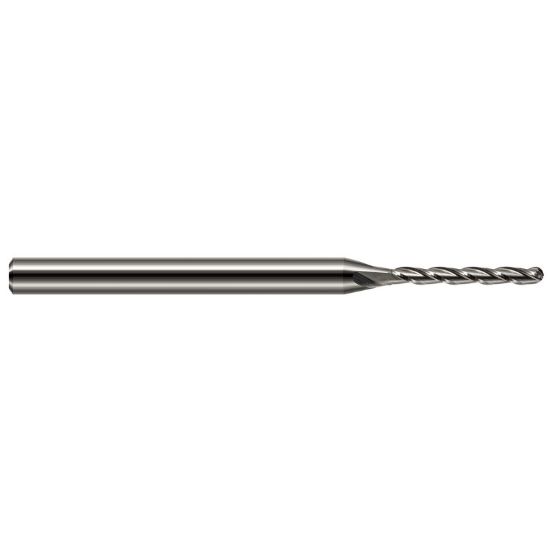 Picture of HARVEY Tool 12880 DIA 0.08 LOC 0.7500 OAL 2.50 End Mill Standard Flute Standard Helix Carbide Uncoated Single End Ball Nose