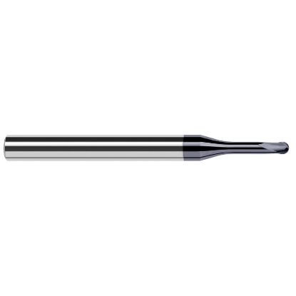 Picture of HARVEY Tool 37839-C6 .039 DIA BALL HARD Mill, 1.5x RCH, 2 FL End Mill Standard Flute Standard Helix Carbide AlTiN Single End Ball Nose