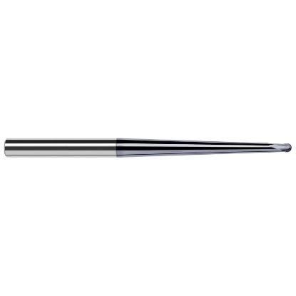 Picture of HARVEY Tool 19085-C6 .187 D x 1.5 DEG x 1.343 RCH, 2 FL, Nano End Mill Standard Flute Standard Helix Carbide AlTiN Single End Ball Nose