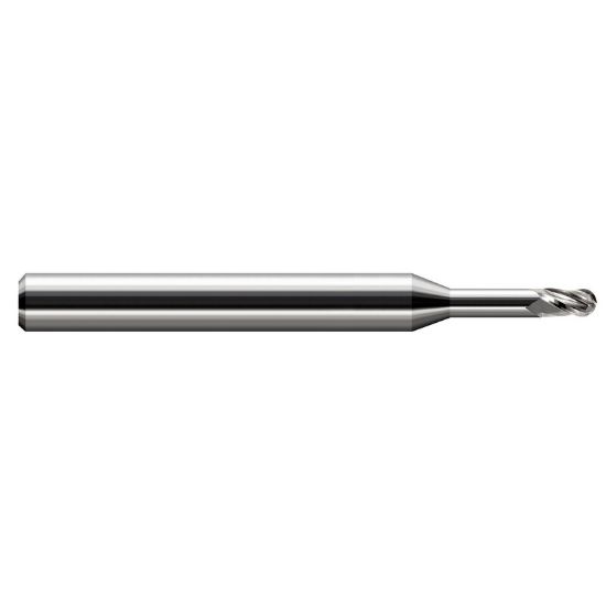 Picture of HARVEY Tool 33500 DIA 0.1 LOC 0.1500 OAL 2.50 End Mill Standard Flute Standard Helix Carbide Uncoated Single End Ball Nose