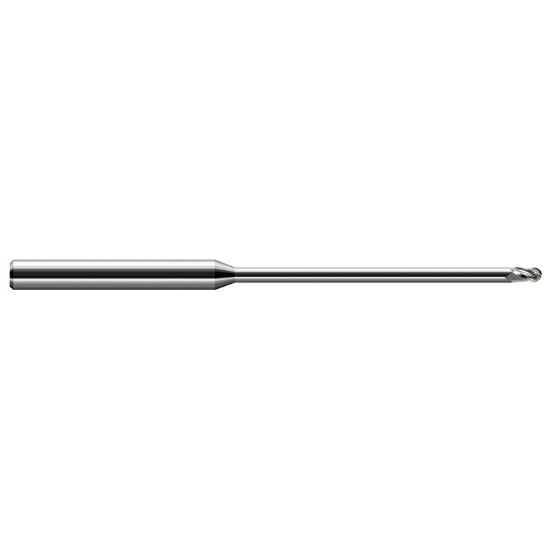 Picture of HARVEY Tool 59493 DIA 0.093 LOC 0.1390 OAL 4.00 End Mill Standard Flute Standard Helix Carbide Uncoated Single End Ball Nose