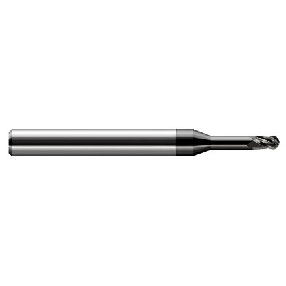 Picture of HARVEY Tool 33445-C4 .045 BALL Carbide STB FL 5x RCH EM, DIAMND End Mill Standard Flute Standard Helix Carbide Diamond Single End Ball Nose