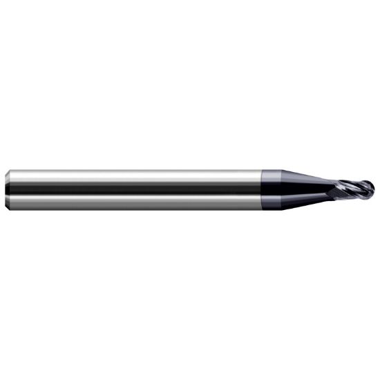 Picture of HARVEY Tool 823425-C3 .025 DIA BALL EM, 1.5x LOC, 3 FL, AlTiN End Mill Standard Flute Standard Helix Carbide AlTiN Single End Ball Nose