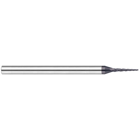 Picture of HARVEY Tool 41115-C6 .015 D x 15 DEG TaperED EM, AlTiN Nano End Mill Taper Flute Carbide AlTiN Single End Square Sharp
