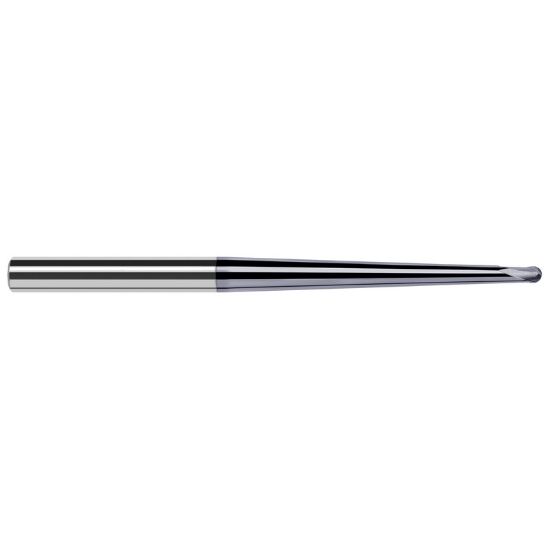 Picture of HARVEY Tool 19064-C6 .093 D x 1.5 DEG x .750 RCH, 2 FL, Nano End Mill Standard Flute Standard Helix Carbide AlTiN Single End Ball Nose
