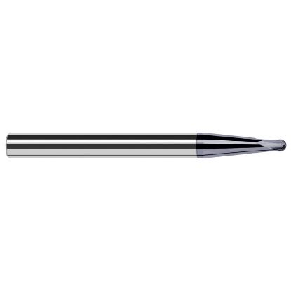 Picture of HARVEY Tool 38547-C6 .047 BALL x 5 DEG x .841 RCH 2 FL Nano End Mill Standard Flute Standard Helix Carbide AlTiN Single End Ball Nose