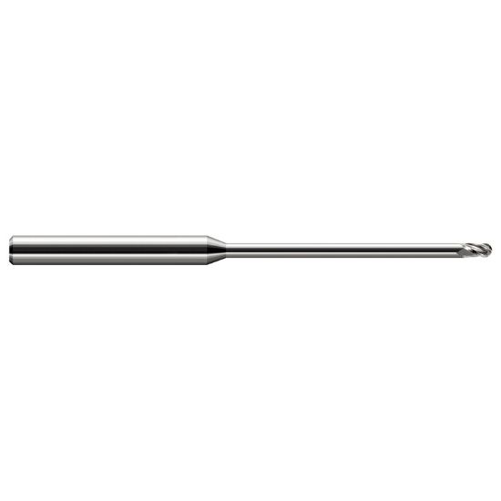 Picture of HARVEY Tool 970710 DIA 0.25MM LOC 0.0150 OAL 2.50 End Mill Standard Flute Standard Helix Carbide Uncoated Single End Ball Nose