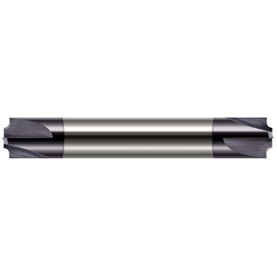 Picture of HARVEY Tool 44015-C3 .015 R Carbide CREM, DE, 4 FL, AlTiN Corner Rounder Carbide AlTiN Double End Corner Rounder 0.0150 0.38MM