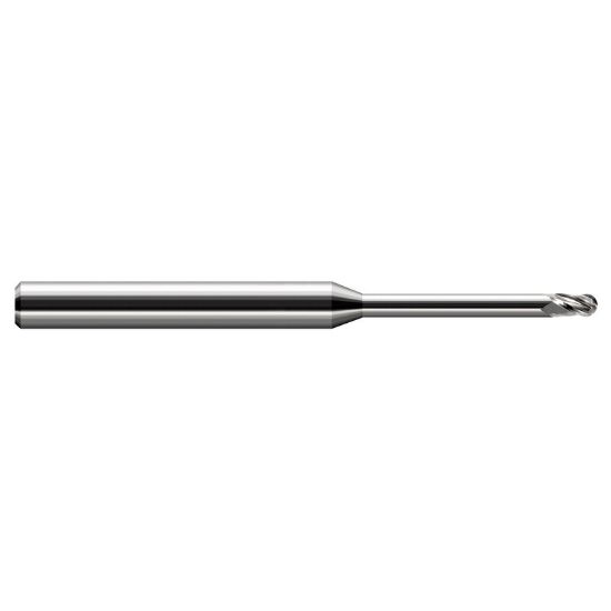 Picture of HARVEY Tool 966109 DIA 0.14 LOC 0.2200 OAL 3.00 End Mill Standard Flute Standard Helix Carbide Uncoated Single End Ball Nose