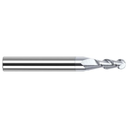 Picture of HARVEY Tool 27916-C8 .250 BALL x 45 HELIX Carbide EM, 2 FL TiB2 End Mill Standard Flute Standard Helix Carbide TiB2 Single End Ball Nose