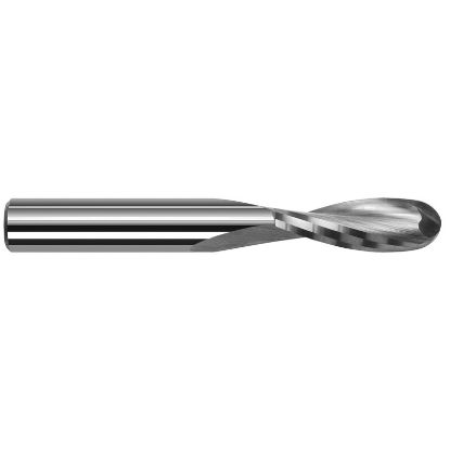 Picture of HARVEY Tool 49605 .1180 BALL x .354 LOC PLAS, 2 FL End Mill Standard Flute Standard Helix Carbide Uncoated Single End Ball Nose