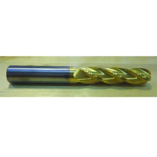 Picture of HTC 157-4500 DIA 1/2 SH 0.50 LOC 2.00 OAL 4.00 End Mill Standard Flute Standard Helix Carbide TiN Single End Ball Nose