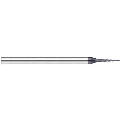 Picture of HARVEY Tool 41145-C6 .045 D x 15 DEG TaperED EM, AlTiN Nano End Mill Taper Flute Carbide AlTiN Single End Square Sharp