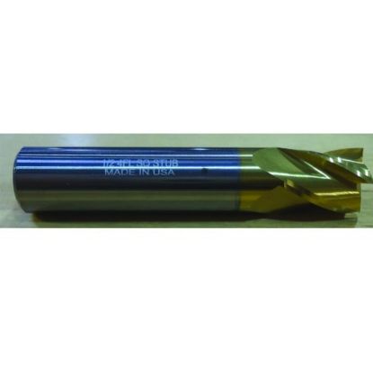 Picture of HTC 107-2437 DIA 7/16 SH 0.4375 LOC 0.6250 OAL 2.50 End Mill Standard Flute Standard Helix Carbide TiN Single End Square Sharp