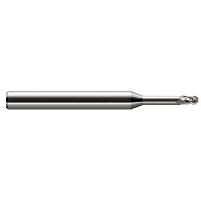 Picture of HARVEY Tool 860615 DIA 0.015 LOC 0.0220 OAL 2.50 End Mill Standard Flute Standard Helix Carbide Uncoated Single End Ball Nose