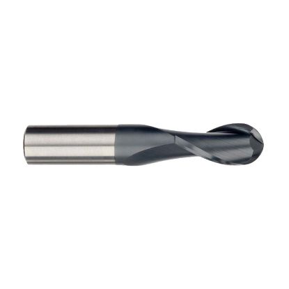 Picture of IMCO 30994 DIA 1/4 SH 0.2500 LOC 0.7500 OAL 2.50 End Mill Standard Flute Standard Helix Carbide AlTiN Single End Ball Nose General Purpose