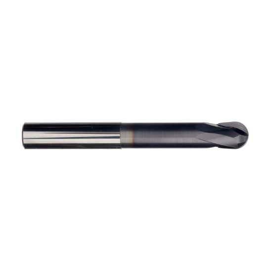 Picture of IMCO 34289 DIA 3/16 SH 0.2500 LOC 0.1875 OAL 3.00 End Mill Standard Flute Standard Helix Carbide TiAlN Single End Ball Nose Die & Mold Mill