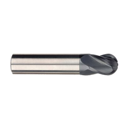 Picture of IMCO 39843 DIA 4MM SH 0.1575 LOC 0.5510 OAL 1.9685 End Mill Standard Flute Standard Helix Carbide AlTiN Single End Ball Nose General Purpose