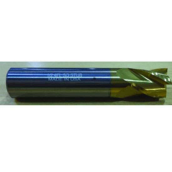 Picture of HTC 107-2062 DIA 1/16 SH 0.1250 LOC 0.1250 OAL 1.50 End Mill Standard Flute Standard Helix Carbide TiN Single End Square Sharp