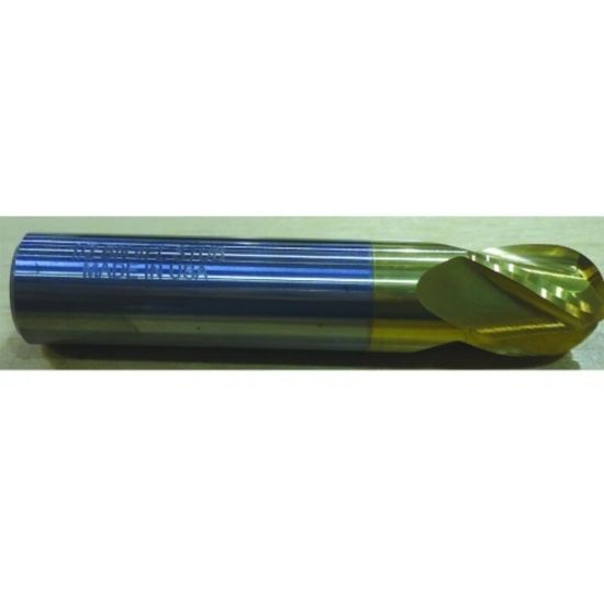 Picture of HTC 109-3125 DIA 1/8 SH 0.1250 LOC 0.2500 OAL 1.50 End Mill Standard Flute Standard Helix Carbide TiN Single End Ball Nose