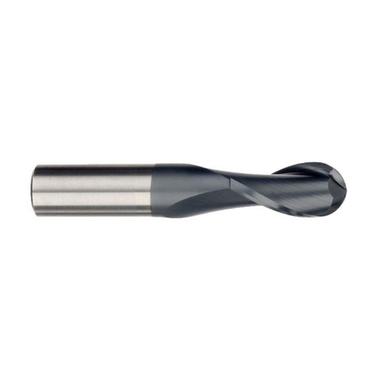 Picture of IMCO 30392 DIA 1/2 SH 0.50 LOC 2.00 OAL 4.00 End Mill Standard Flute Standard Helix Carbide AlTiN Single End Ball Nose General Purpose
