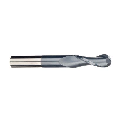 Picture of IMCO 31293 DIA 3/8 SH 0.3750 LOC 1.7500 OAL 4.00 End Mill Standard Flute Standard Helix Carbide AlTiN Single End Ball Nose General Purpose