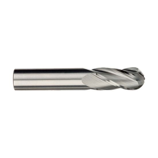 Picture of IMCO 30929 DIA 1/4 SH 0.2500 LOC 0.7500 OAL 2.50 End Mill Standard Flute Standard Helix Carbide Uncoated Single End Ball Nose General Purpose