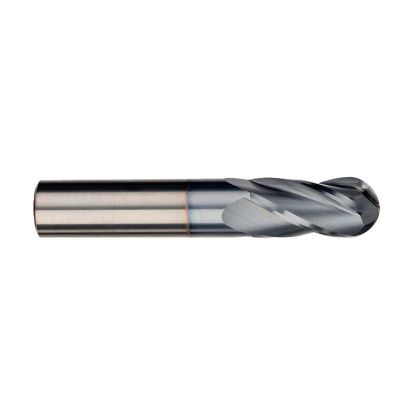 Picture of IMCO 34516 DIA 1/4 SH 0.2500 LOC 0.7500 OAL 2.50 End Mill Standard Flute Standard Helix Carbide TiCN Single End Ball Nose General Purpose