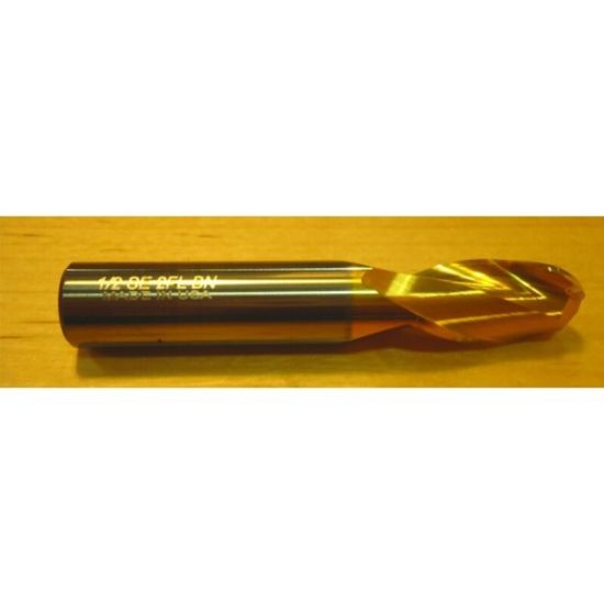 Picture of HTC 140-3656 DIA 21/32 SH 0.7500 LOC 1.50 OAL 4.00 End Mill Standard Flute Standard Helix Carbide TiN Single End Ball Nose