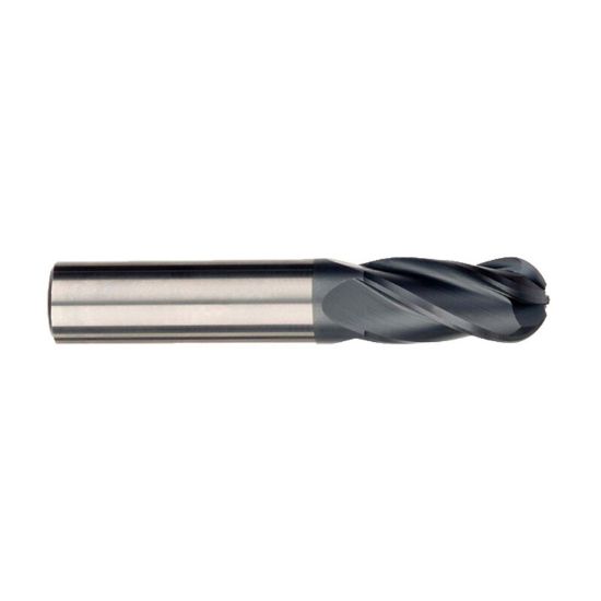 Picture of IMCO 37897 DIA 1/8 SH 0.1250 LOC 0.6250 OAL 2.00 End Mill Standard Flute Standard Helix Carbide AlTiN Single End Ball Nose General Purpose
