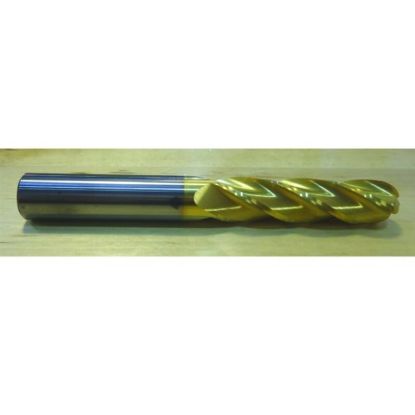 Picture of HTC 157-4312 DIA 5/16 SH 0.3125 LOC 1.1250 OAL 3.00 End Mill Standard Flute Standard Helix Carbide TiN Single End Ball Nose
