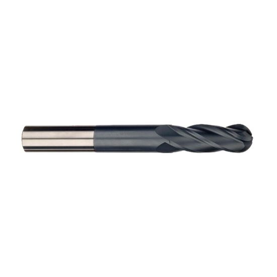 Picture of IMCO 96411 DIA 1/4 SH 0.2500 LOC 1.50 OAL 4.00 End Mill Standard Flute Standard Helix Carbide AlTiN Single End Ball Nose General Purpose