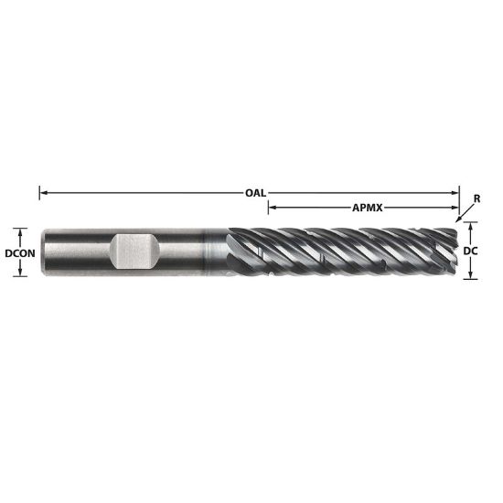 Picture of IMCO 63369 DIA 20MM SH 0.7874 LOC 3.1496 OAL 5.9055 End Mill Standard Flute Standard Helix Carbide AlCrN Single End Corner Radius 0.0394 1.00MM Pow-R-Path Mill