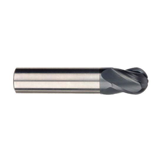 Picture of IMCO 31743 DIA 1/2 SH 0.50 LOC 0.6250 OAL 2.50 End Mill Standard Flute Standard Helix Carbide AlTiN Single End Ball Nose General Purpose
