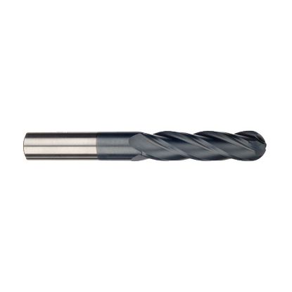 Picture of IMCO 97844 DIA 1/4 SH 0.2500 LOC 1.50 OAL 6.00 End Mill Standard Flute Standard Helix Carbide AlTiN Single End Ball Nose General Purpose