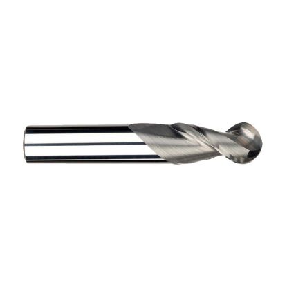 Picture of IMCO 62412 DIA 6MM SH 0.2362 LOC 0.6299 OAL 2.2441 End Mill Standard Flute High Helix Carbide Uncoated Single End Ball Nose Streaker Mill