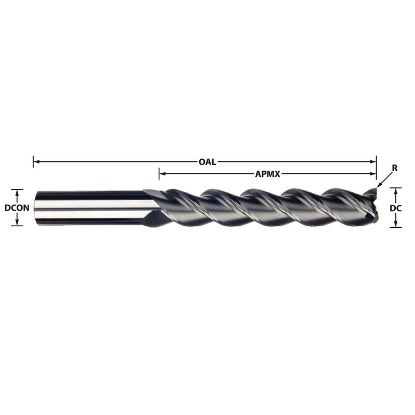 Picture of IMCO 33008 DIA 1 SH 1.00 LOC 3.2500 OAL 6.00 End Mill Standard Flute High Helix Carbide Uncoated Single End Square Sharp Streaker Mill