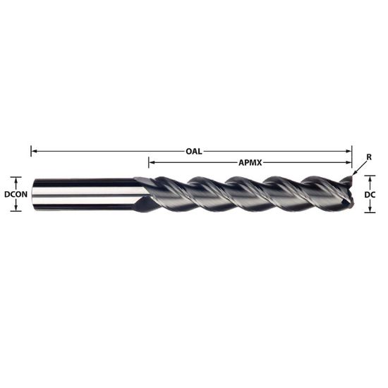 Picture of IMCO 33008 DIA 1 SH 1.00 LOC 3.2500 OAL 6.00 End Mill Standard Flute High Helix Carbide Uncoated Single End Square Sharp Streaker Mill