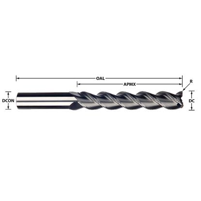 Picture of IMCO 33012 DIA 1 SH 1.00 LOC 4.1250 OAL 7.00 End Mill Standard Flute High Helix Carbide Uncoated Single End Square Sharp Streaker Mill