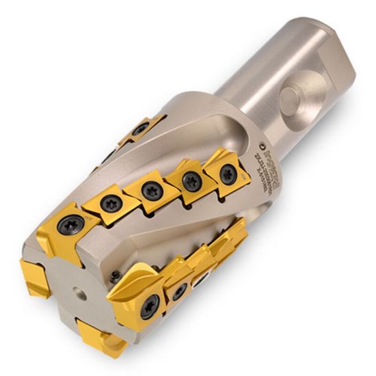 Picture of INGERSOLL 2XJ3J-2004082R01 Milling Cutter 90.0°, Corn Cob 2.000 Weldon 2.0000 4 Flute Coolant 4.262 Max DOC 7.750 OAL