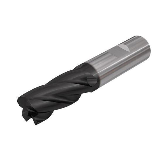 Picture of ISCAR ECI-H4R 500-1.0C023CF-3.0 IC900 DIA 1/2 SH 0.50 LOC 1.00 OAL 3.00 End Mill Standard Flute Standard Helix Carbide AlTiN Single End 45.0° Chamfer CHATTERFREE