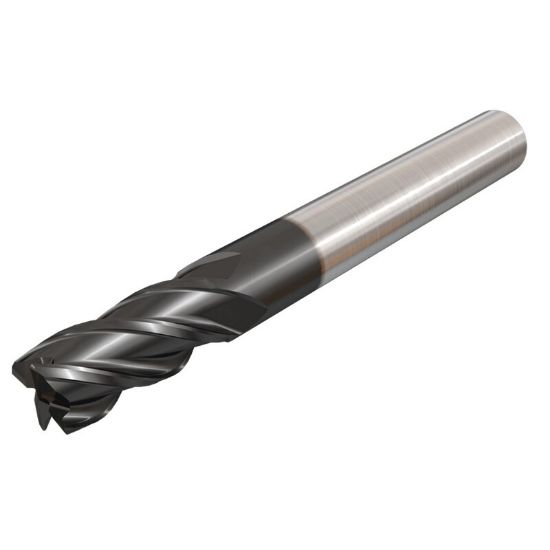 Picture of ISCAR ECI-E-4R 375-750-C060 IC300 DIA 3/8 SH 0.3750 LOC 0.7500 OAL 3.00 End Mill Standard Flute Standard Helix Carbide TiCN Single End Corner Radius 0.0600 1.52MM SolidMill