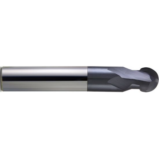 Picture of MELIN H7340 DIA 3/16 SH 0.1875 LOC 0.1600 OAL 2.00 End Mill Standard Flute Standard Helix Carbide nACRoA Single End SphericalBall 270°