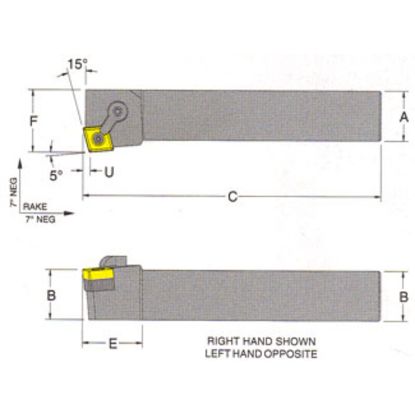 Picture of RMC MCKNL-24-6ETurning Stick Tool 80.0° Insert Square 1.500 7.000 Oal Left Hand