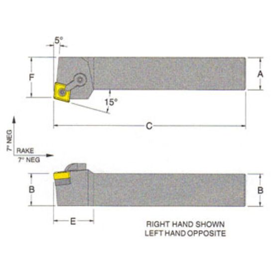 Picture of RMC MCRNL-24-4ETurning Stick Tool 80.0° Insert Square 1.500 7.000 Oal Left Hand