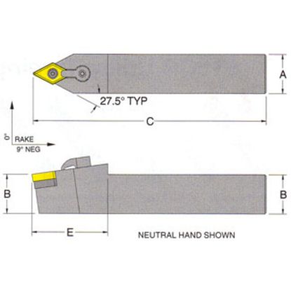 Picture of RMC MDPNN-86-5DTurning Stick Tool 55.0° Insert Square 1.500 6.000 Oal Left Hand