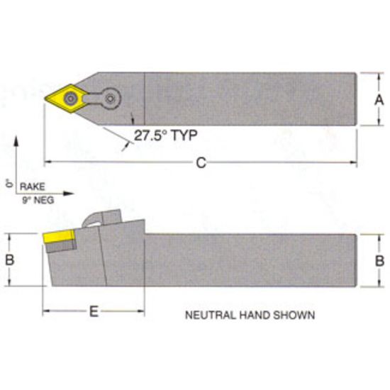 Picture of RMC MDPNN-86-5DTurning Stick Tool 55.0° Insert Square 1.500 6.000 Oal Left Hand